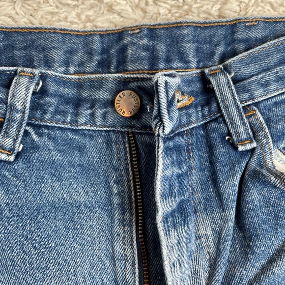 Mens Rustlers distressed W33 L32 blue denim jeans FADED - Picture 3 of 7